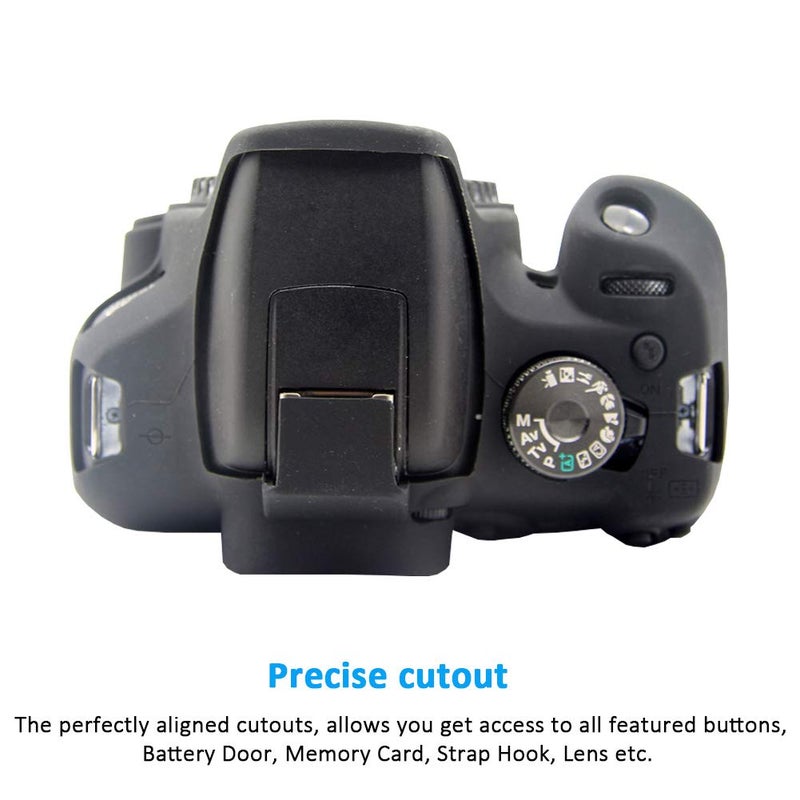 Easy Hood حافظة كاميرا لكاميرات كانون EOS Rebel T6 T7 T5، غلاف واقي ناعم من السيليكون المقاوم للخدوش لكاميرات كانون EOS 1500D Rebel T7 / EOS 1300D Rebel T6 DSLR (أحمر) - Image 5